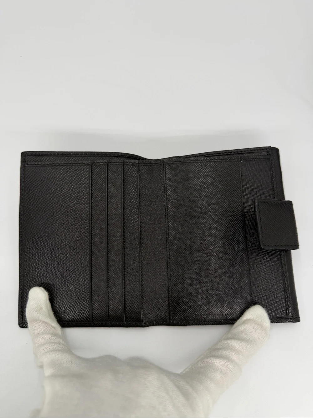 Prada Black Saffiano Leather Compact Wallet with Gold Logo New In Box w/COA - Picture 10 of 14